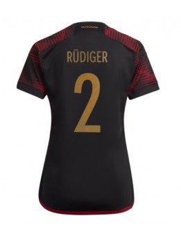 Billige Tyskland Antonio Rudiger #2 Bortedrakt Dame VM 2022 Kortermet